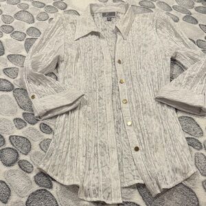 JM Collection White Textured Blouse